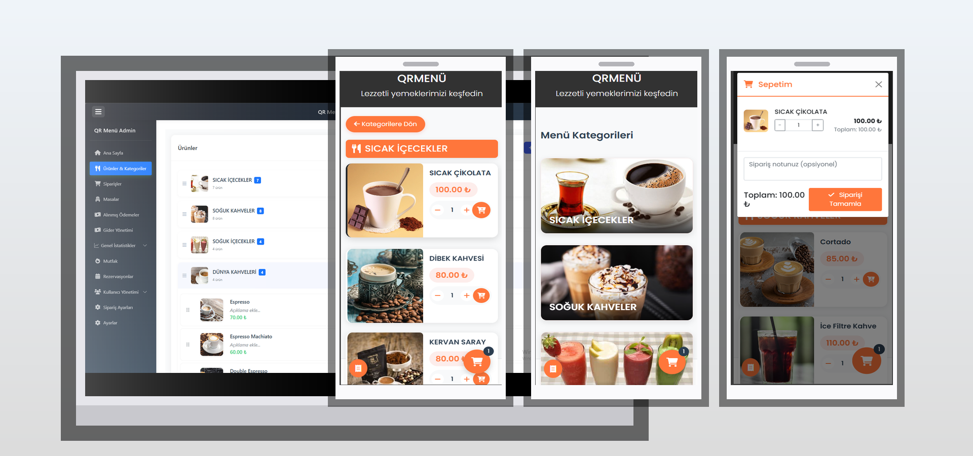 QR Menü Sistem Ekranları